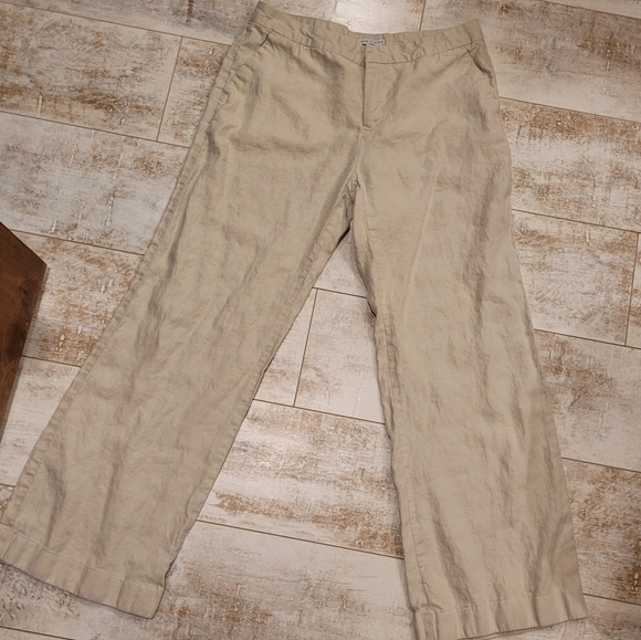 Old Navy Women's Linen Beige Wide Leg Crop Pants Size 10 - Picture 3 of 6